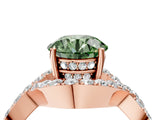 Rose gold Fancy Green Round  Solitaire Twist Band Pavé Diamond Engagement Ring_35