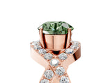 Rose gold Fancy Green Round  Solitaire Twist Band Pavé Diamond Engagement Ring_36