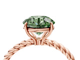Rose gold Fancy Green Round  Solitaire Twist Band Ring with Four-Prong Setting_16