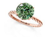 Rose gold Fancy Green Round  Solitaire Twist Band Ring with Four-Prong Setting_69