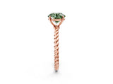 Rose gold Fancy Green Round  Solitaire Twist Band Ring with Four-Prong Setting_70