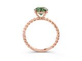 Rose gold Fancy Green Round  Solitaire Twist Band Ring with Four-Prong Setting_71