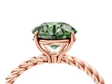 Rose gold Fancy Green Round  Solitaire Twist Band Ring with Four-Prong Setting_72
