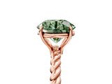 Rose gold Fancy Green Round  Solitaire Twist Band Ring with Four-Prong Setting_73
