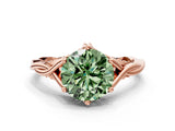 Rose gold Fancy Green Round  Solitaire Twist Band Six-Prong Setting 1