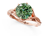 Rose gold Fancy Green Round  Solitaire Twist Band Six-Prong Setting 2