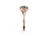 Rose gold Fancy Green Round  Solitaire Twist Band Six-Prong Setting 3