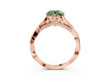 Rose gold Fancy Green Round  Solitaire Twist Band Six-Prong Setting 4