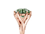 Rose gold Fancy Green Round  Solitaire Twist Band Six-Prong Setting