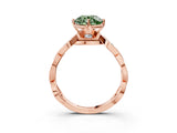 Rose gold Fancy Green Round  Solitaire Twist Band with Leaf Prong Setting 3