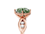 Rose gold Fancy Green Round  Solitaire Twist Band with Leaf Prong Setting 5