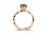 Rose gold Fancy Green Round  Solitaire Twist Band with Pavé Accents and Four-Prong Setting_24