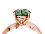 Rose gold Fancy Green Round  Solitaire Twist Band with Pavé Accents and Four-Prong Setting_25
