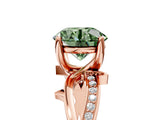Rose gold Fancy Green Round  Solitaire Twist Band with Pavé Accents and Four-Prong Setting_26