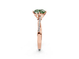 Rose gold Fancy Green Round  Solitaire Twist Band with Pavé Diamonds and Four-Prong Setting_55