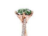 Rose gold Fancy Green Round  Solitaire Twist Band with Pavé Diamonds and Four-Prong Setting_58