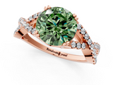 Rose gold Fancy Green Round  Solitaire Twist Band with Pavé Setting and Four-Prong Setting_18