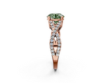 Rose gold Fancy Green Round  Solitaire Twist Band with Pavé Setting and Four-Prong Setting_19