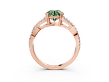 Rose gold Fancy Green Round  Solitaire Twist Band with Pavé Setting and Four-Prong Setting_20