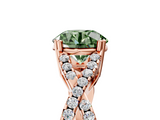 Rose gold Fancy Green Round  Solitaire Twist Band with Pavé Setting and Four-Prong Setting_22