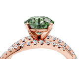 Rose gold Fancy Green Round  Solitaire Twist Band with Pavé Setting and Four-Prong Setting_83