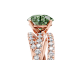 Rose gold Fancy Green Round  Solitaire Twist Band with Pavé Setting and Four-Prong Setting_84