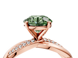 Rose gold Fancy Green Round  Solitaire Twist Band with Pave Prong Setting_74
