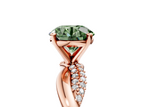 Rose gold Fancy Green Round  Solitaire Twist Band with Pave Prong Setting_75