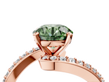 Rose gold Fancy Green Round  Solitaire Twist Band with Pave Set Diamonds and Four-Prong Setting_129
