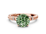 Rose gold Fancy Green Round  Solitaire Twisted Band Prong Set Engagement Ring_61