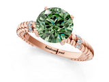 Rose gold Fancy Green Round  Solitaire Twisted Band Prong Set Engagement Ring_62