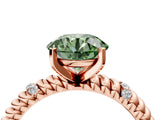 Rose gold Fancy Green Round  Solitaire Twisted Band Prong Set Engagement Ring_65