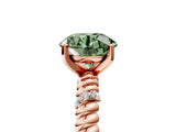 Rose gold Fancy Green Round  Solitaire Twisted Band Prong Set Engagement Ring_66