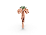 Rose gold Fancy Green Round  Solitaire Twisted Band Scroll Prong Ring_5