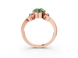 Rose gold Fancy Green Round  Solitaire Twisted Band Scroll Prong Ring_6