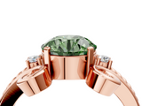 Rose gold Fancy Green Round  Solitaire Twisted Band Scroll Prong Ring_7