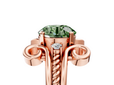 Rose gold Fancy Green Round  Solitaire Twisted Band Scroll Prong Ring_8