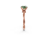 Rose gold Fancy Green Round  Solitaire Twisted Band with Bead Prong Setting_402