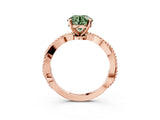 Rose gold Fancy Green Round  Solitaire Twisted Band with Bead Prong Setting_403