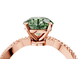 Rose gold Fancy Green Round  Solitaire Twisted Band with Bead Prong Setting_404
