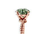 Rose gold Fancy Green Round  Solitaire Twisted Band with Bead Prong Setting_405