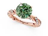 Rose gold Fancy Green Round  Solitaire Twisted Band with Pavé Accents and Four-Prong Setting_4