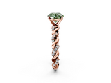 Rose gold Fancy Green Round  Solitaire Twisted Band with Pavé Accents and Four-Prong Setting_5