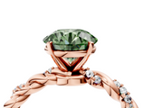 Rose gold Fancy Green Round  Solitaire Twisted Band with Pavé Accents and Four-Prong Setting_7