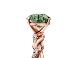 Rose gold Fancy Green Round  Solitaire Twisted Band with Pavé Accents and Four-Prong Setting_8