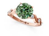 Rose gold Fancy Green Round  Solitaire Twisted Band with Prong Setting 1