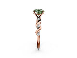 Rose gold Fancy Green Round  Solitaire Twisted Band with Prong Setting 2
