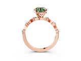 Rose gold Fancy Green Round  Solitaire Twisted Band with Prong Setting 3