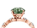 Rose gold Fancy Green Round  Solitaire Twisted Band with Prong Setting 4