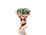 Rose gold Fancy Green Round  Solitaire Twisted Band with Prong Setting 5